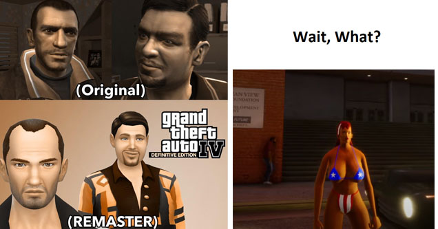 a funny pic of a messed up model from GTA trilogy remastered