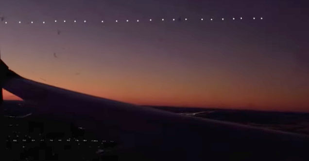 Elon Musk's Starlink Satellites Seen from Inside an Airplane