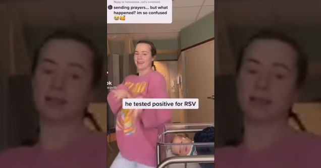 TikToker Whitney Leavitt (@whitleavitt)  dances in front of her hospitalized baby