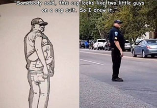 standing - Somebody said, this cop looks two little guys on a cop suit. So I drew it.