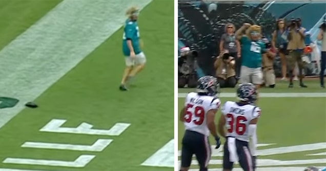 jags fan in endzone				           nfl football fan streaker game jaguars Texans security jacksonville jaguars houston texans fan on the field endzone touchdown national football league wtf