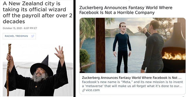 wizard and facebook headline