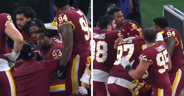 Washington Football Team DTs Jonathan Allen and Daron Payne get into it on sideline during loss to Dallas