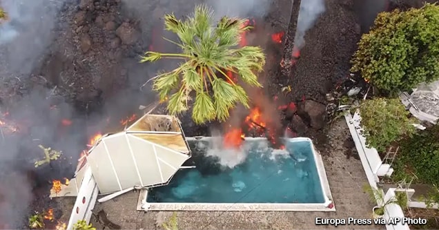 Lava in pool spain