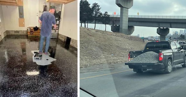 spilling gravel and painter trapped