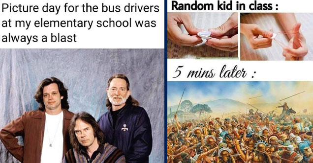 willie nelson neil young john mellencamp bus driver - Picture day for the bus drivers at my elementary school was always a blast ol | greek persian war - Random kid in class 5 mins later