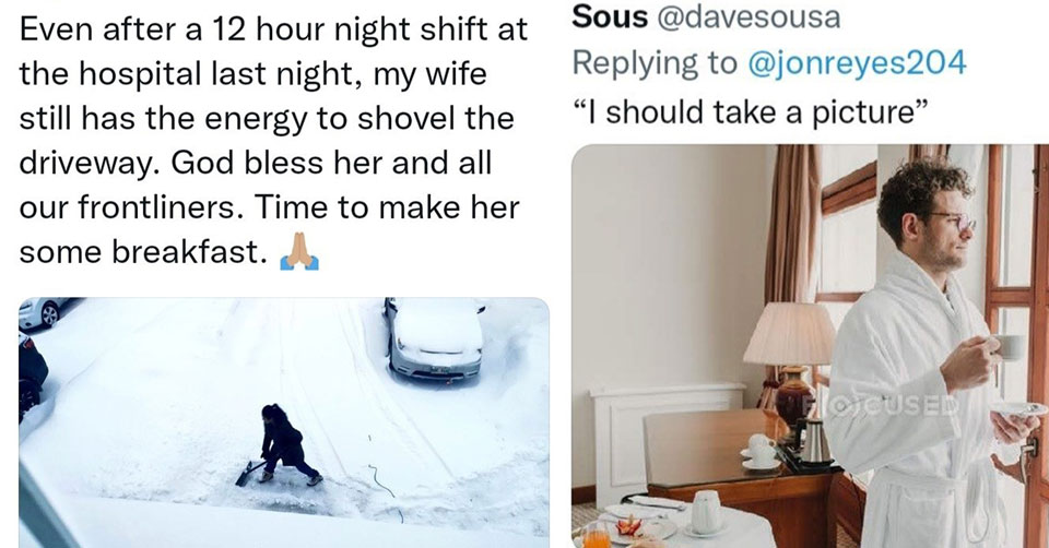 Jon Reyes goes viral for tweet of his wife shoveling snow