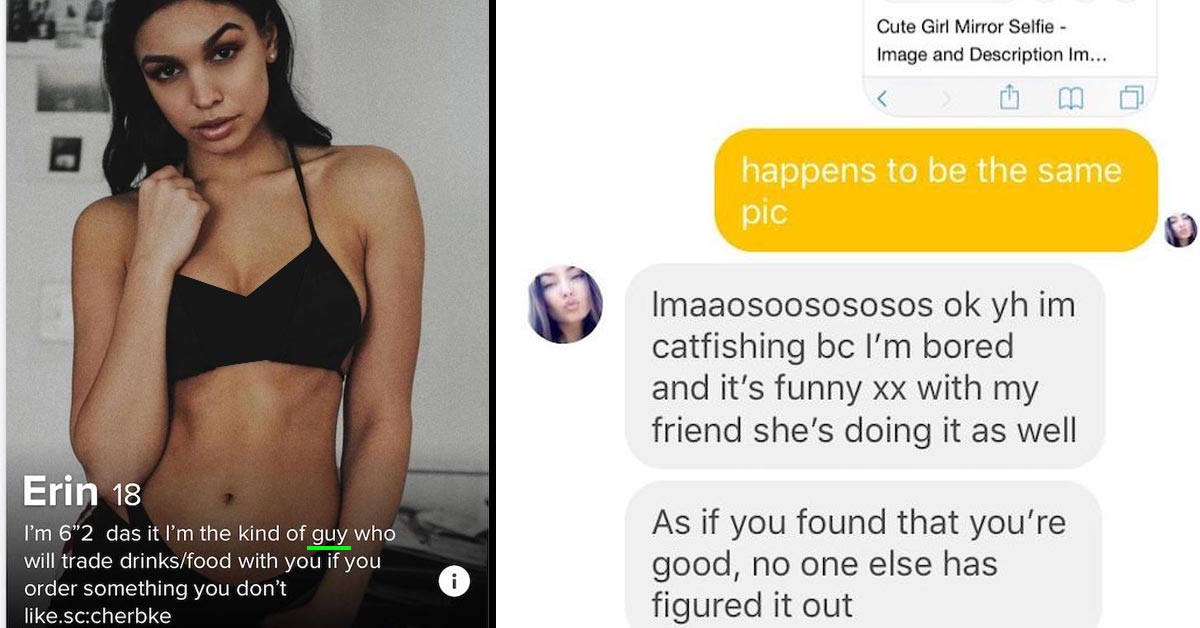 a fake profile from online with a person catfishing