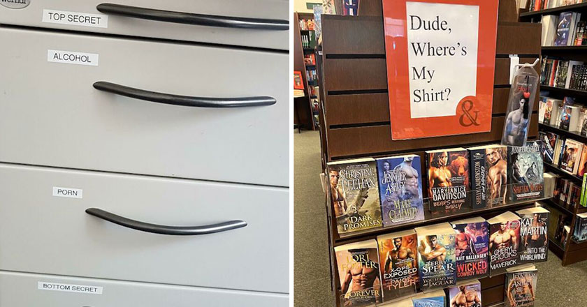 books and desk drawers