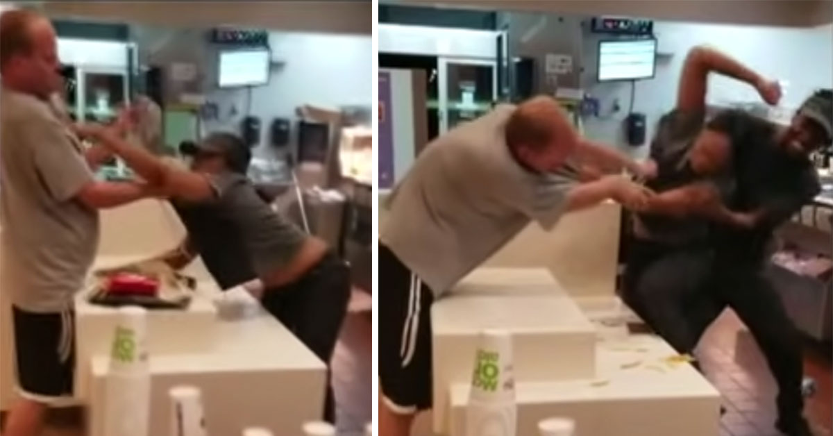 fast food employees fight customer