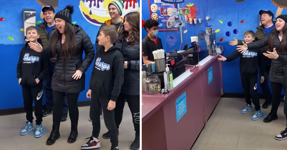 tiktok family does song and dance inside dairy queen