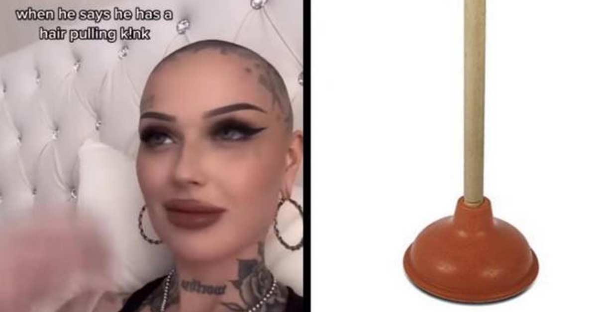 a funny meme about pulling hair kink but shes bald