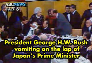 odd stories from history - the time President Bush vomited on the prime minister of Japan