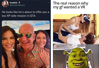 funny gaming memes -  GTA memes -  Jeff Bezos and Shrek VR sex game