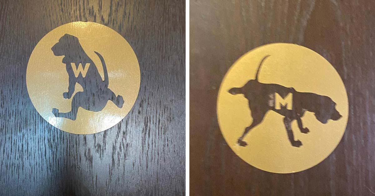 bathroom signs with dogs on them