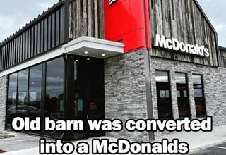 an old barn converted to mcdonalds