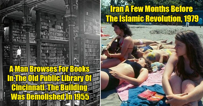 photo of a man inside a massive public library -  women on the beach in Iran