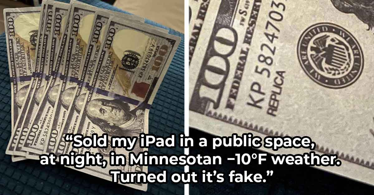 a guy got scammed with fake money on his ipad