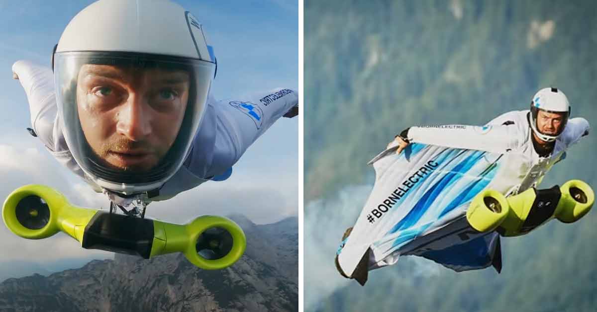 Peter Salzmann during electric wingsuit flight