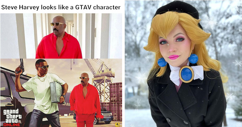 Steve Harvey in GTA -  Princess Peach cosplay