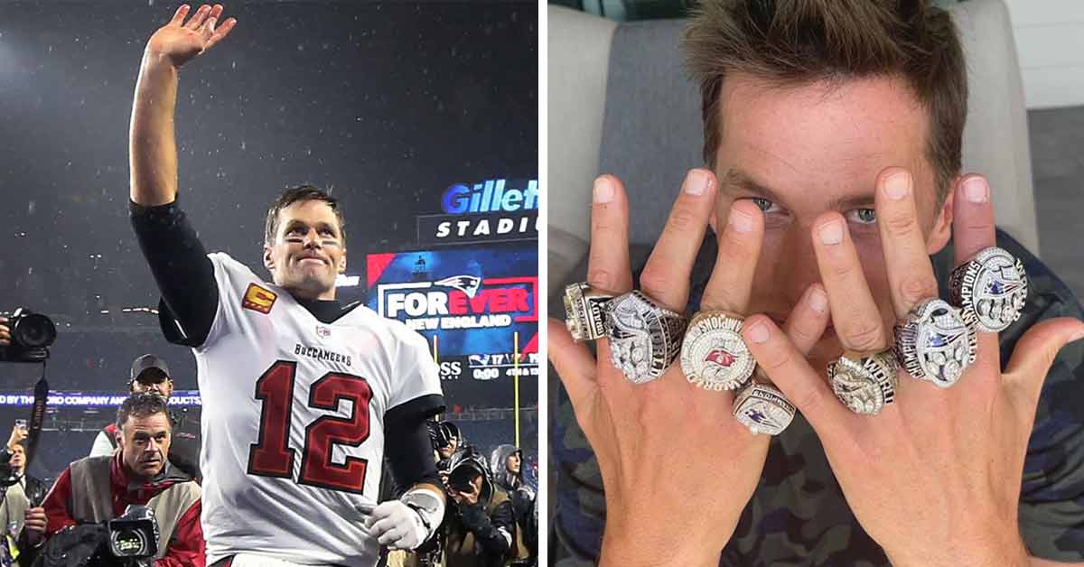 Tom Brady waves goodbye to fans | Tom Brady showing his seven Super Bowl rings