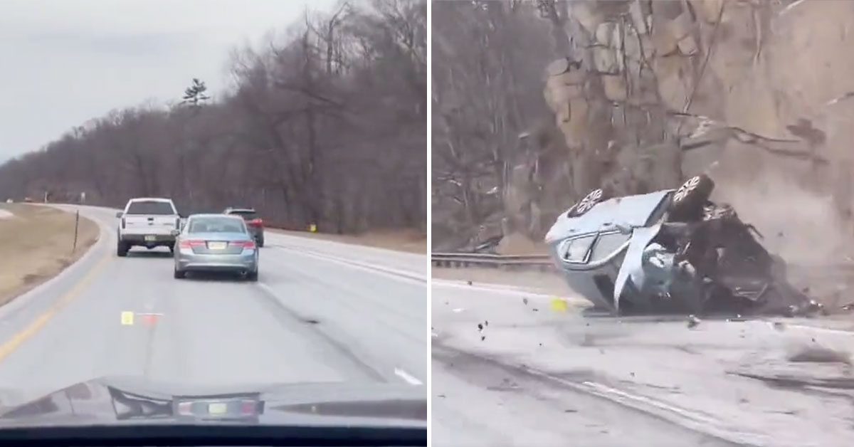 honda crashes into cliff