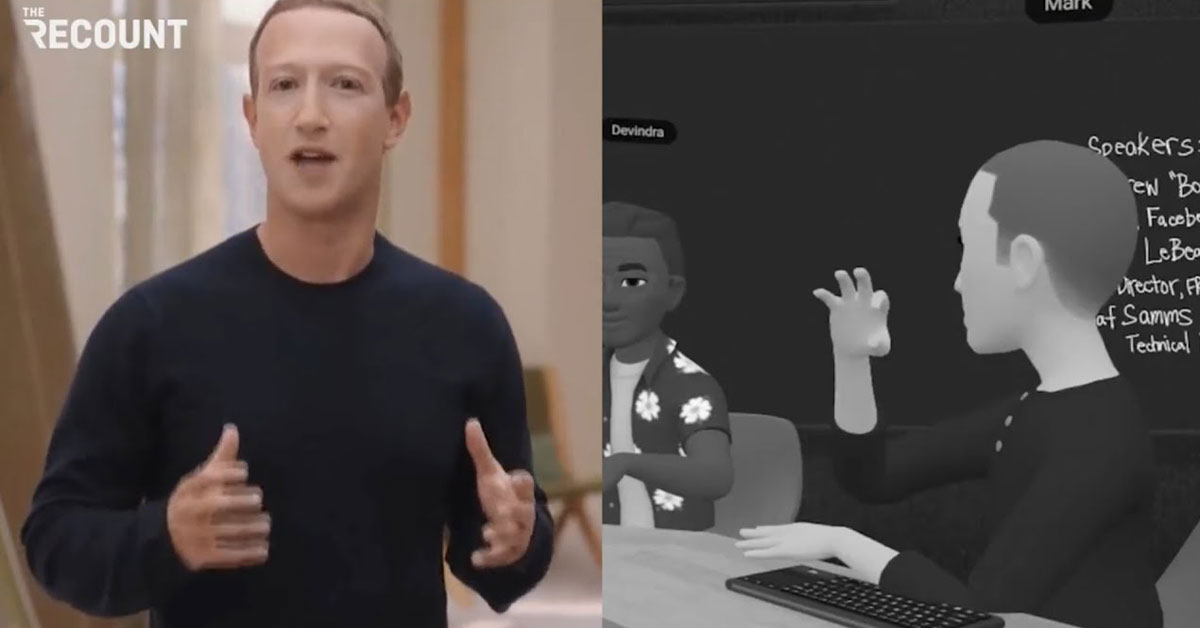 Mark Zuckerberg in real life and in the Meta verse