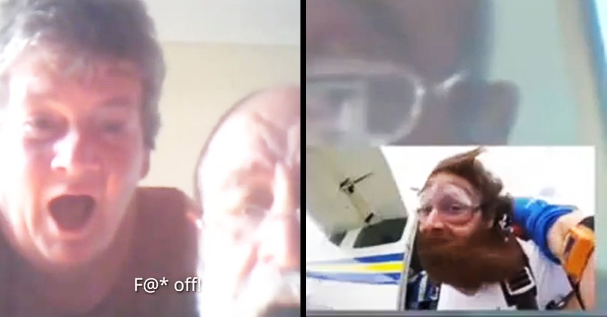 man calls parents while skydiving