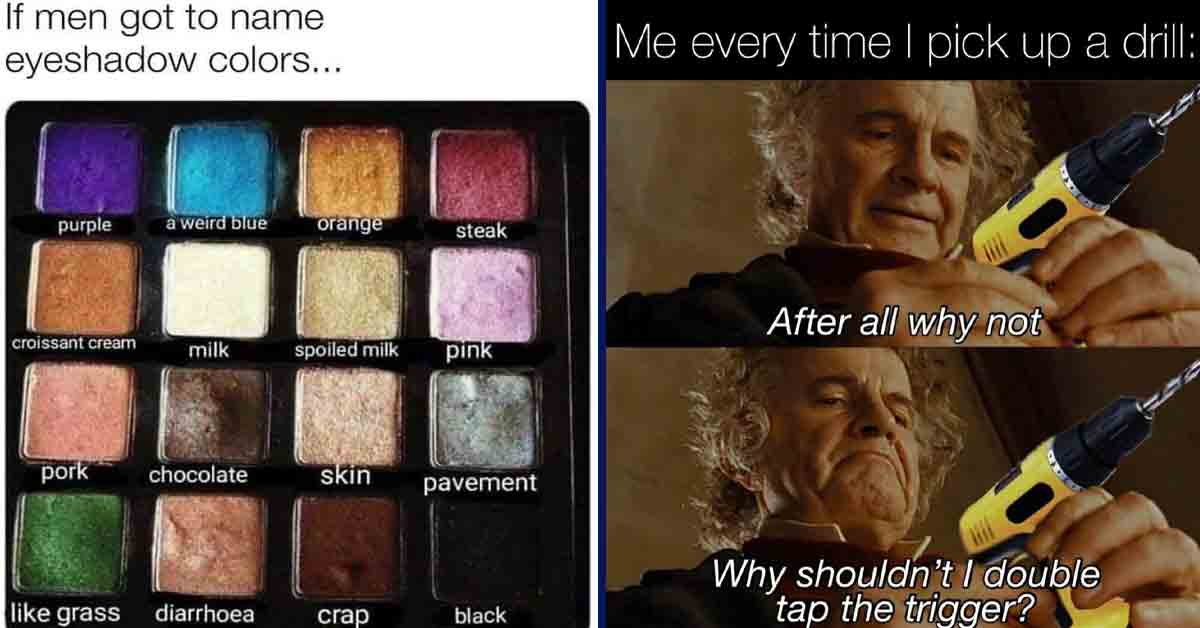 if men named eye shadow colors - If men got to name eyeshadow colors... purple a weird blue orange steak croissant cream milk spoiled milk pink pork chocolate skin pavement grass diarrhoea crap black | medieval interior design - Me every time I pick up a 