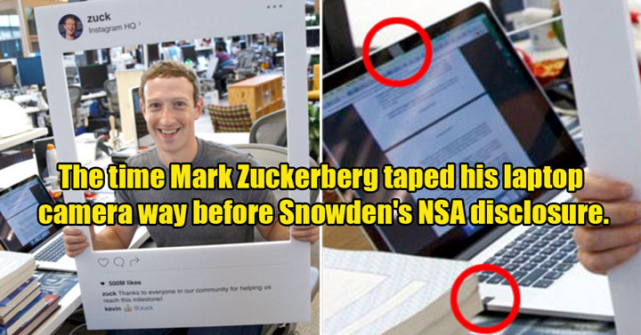 mark zuckerberg with a covered laptop camera