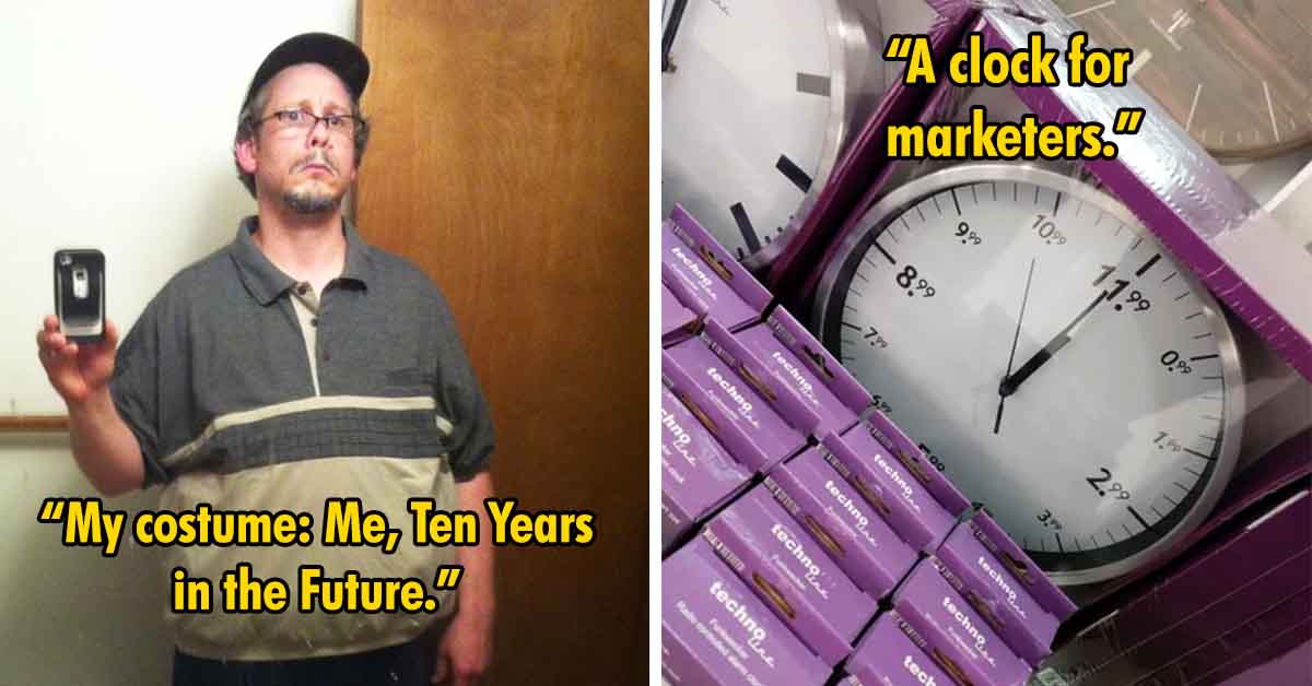 funny costume, clock for marketers