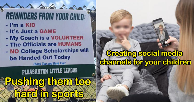 bad parenting trends -  creating social media account for children -  pushing too much in sports