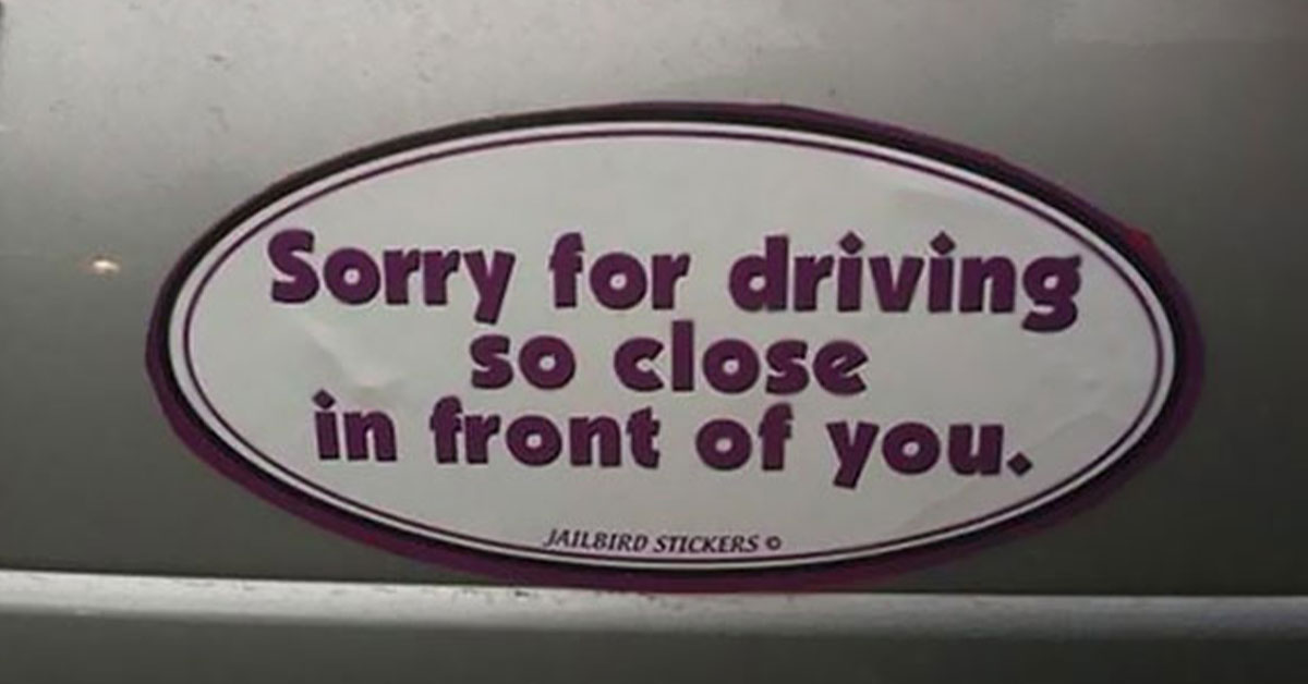 sorry bumper sticker