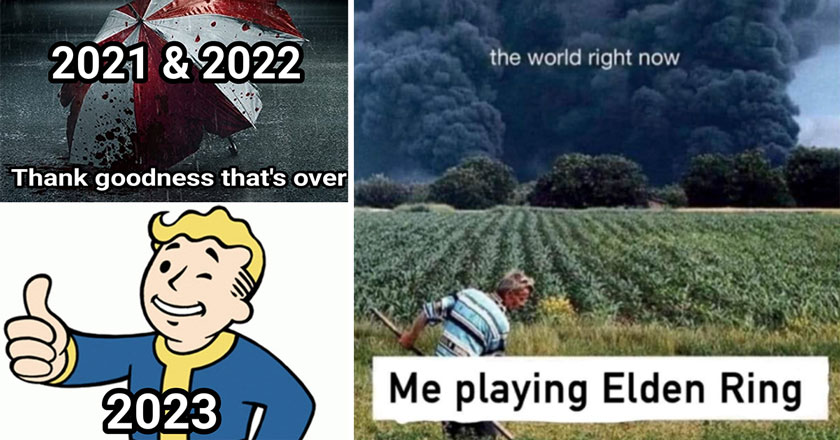 gaming memes -  me playing Elden Ring -  fire in the background