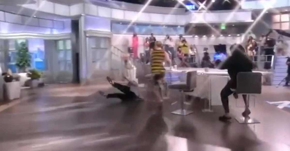 joy behar falling on the view