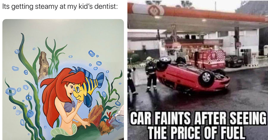 dank memes -  car turned over - little mermaid