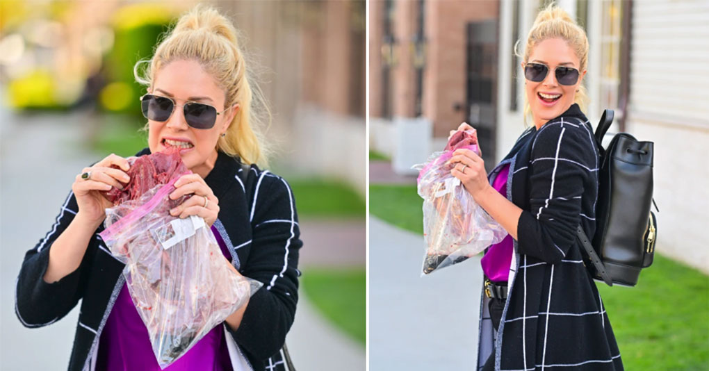 Heidi Montag eating a raw bison heart