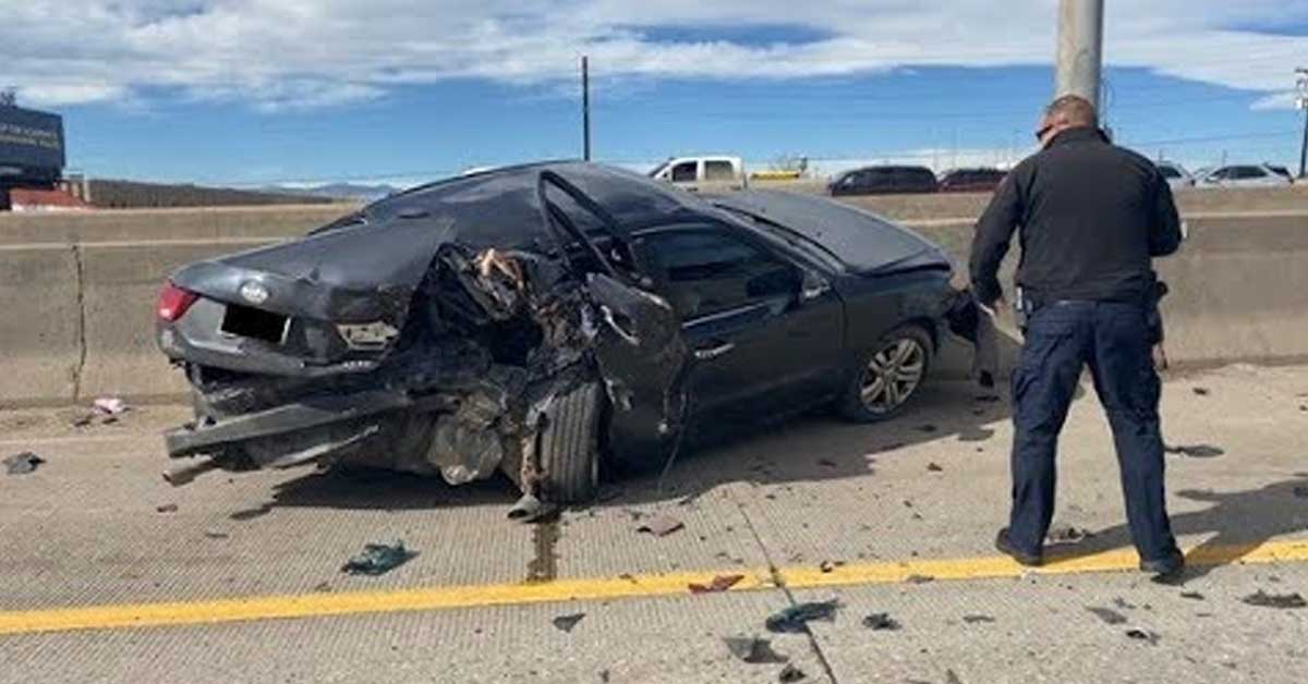 a car that got smashed during a traffic stop