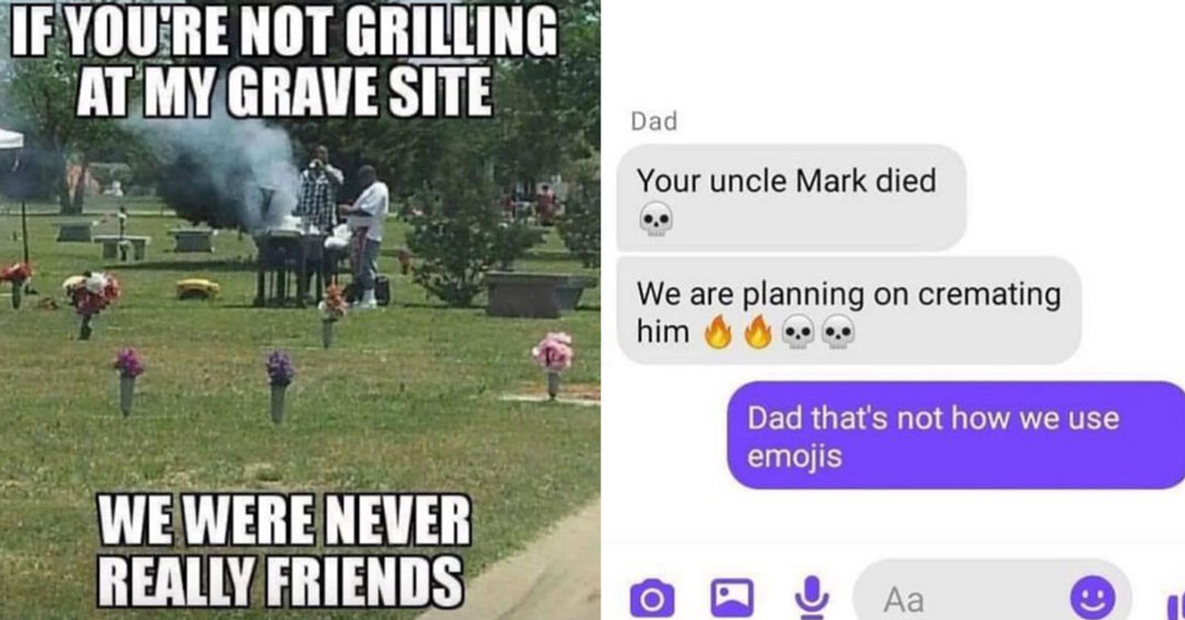 grilling at a funeral