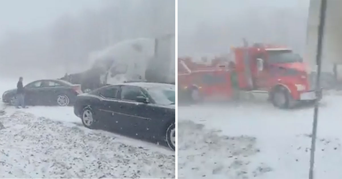 pile up on interstate 81 in Pennsylvania caught on camera