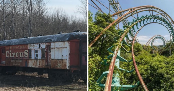 circus train and roller coaster