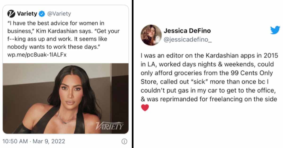 a reply on twitter to kim k's get off your ass post