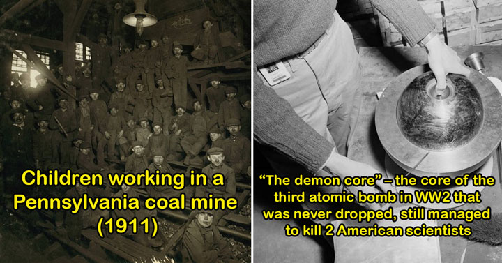 pics from history - children in a coal mine -  nuclear bomb core