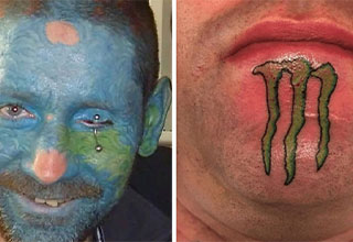 Dear lord, I won't complain about gas prices anymore because these photos will fuel my nightmares.
<br>
<br>
Of all places to put a <strong><a href="https://www.ebaumsworld.com/pictures/33-tattoos-that-really-suck/87140384/" target="_blank">tattoo</a></strong> I'm genuinely asking...why the face? Just why? There are so many other, less aggressive locations. The leg, thigh, knee, chest, shoulders, arms, your a** cheek, like LITERALLY anywhere else on the body would be preferable. 
<br>
<br>
And listen, I'm all about self-expression, and showing your personality. I'm not saying people shouldn't have the right to express themselves. But if your face looks like a vandalized locker in high school, maybe make better choices in life.
<br>
<br>
And it's not just subtle face tattoos. I mean obviously if you're putting ink in your face it's always gonna be less than subtle. But I digress. We've got everything from TV station logos, to Harry Styles, to the Joker's smile, to blue-face, to checkers. Plus so much more. Buckle up, it's gonna be a bumpy ride.