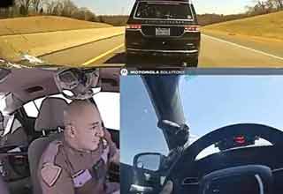 an oklahoma state trooper in a pursuit being shot at