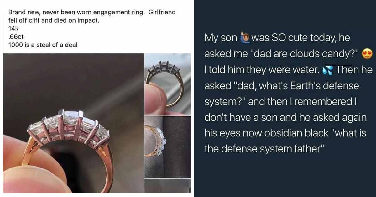 a photo of a ring for sale and a wtf post