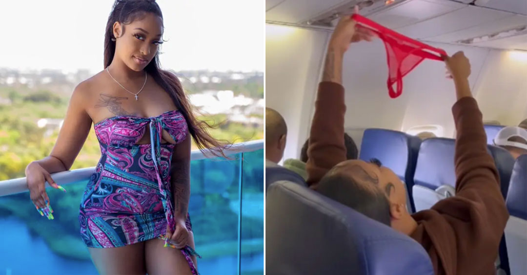 onlyfans model airs out her dirty panties on an airplane