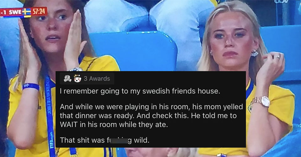 Swedish women at a futbol match -  Reddit Post about Swedish culture