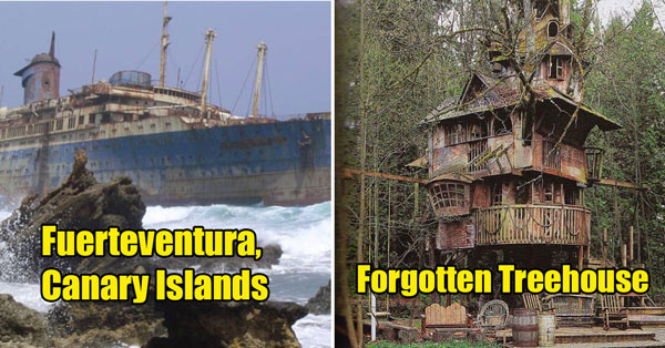 Fuerteventura, Canary Islands - abandoned cruise ship stuck on shore - forgotten treehouse