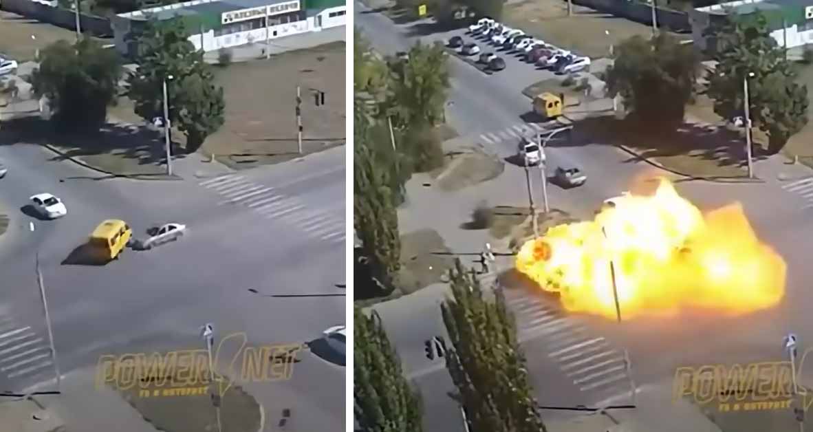 car crash and a huge fireball